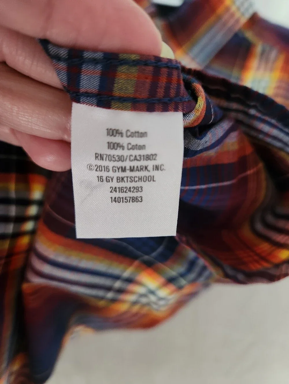Gymboree Orange and Navy Plaid Long-Sleeve Button-Down Shirt